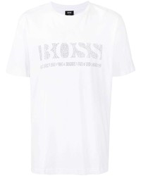 weißes bedrucktes T-Shirt mit einem Rundhalsausschnitt von BOSS