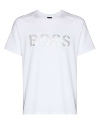 weißes bedrucktes T-Shirt mit einem Rundhalsausschnitt von BOSS