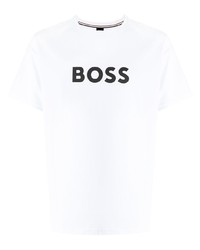 weißes bedrucktes T-Shirt mit einem Rundhalsausschnitt von BOSS