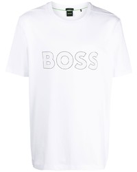 weißes bedrucktes T-Shirt mit einem Rundhalsausschnitt von BOSS