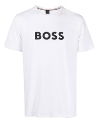 weißes bedrucktes T-Shirt mit einem Rundhalsausschnitt von BOSS