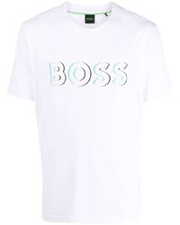 weißes bedrucktes T-Shirt mit einem Rundhalsausschnitt von BOSS