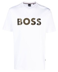 weißes bedrucktes T-Shirt mit einem Rundhalsausschnitt von BOSS