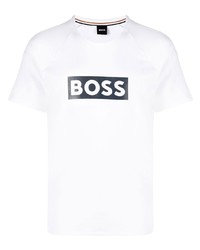 weißes bedrucktes T-Shirt mit einem Rundhalsausschnitt von BOSS