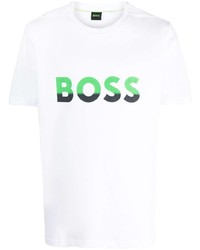 weißes bedrucktes T-Shirt mit einem Rundhalsausschnitt von BOSS