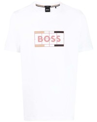 weißes bedrucktes T-Shirt mit einem Rundhalsausschnitt von BOSS