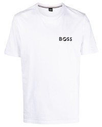 weißes bedrucktes T-Shirt mit einem Rundhalsausschnitt von BOSS