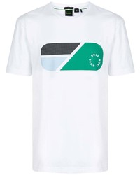 weißes bedrucktes T-Shirt mit einem Rundhalsausschnitt von BOSS