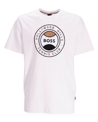 weißes bedrucktes T-Shirt mit einem Rundhalsausschnitt von BOSS