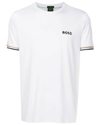 weißes bedrucktes T-Shirt mit einem Rundhalsausschnitt von BOSS