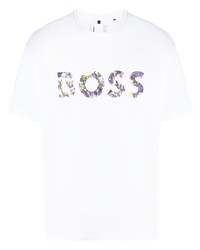 weißes bedrucktes T-Shirt mit einem Rundhalsausschnitt von BOSS