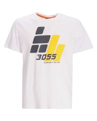 weißes bedrucktes T-Shirt mit einem Rundhalsausschnitt von BOSS