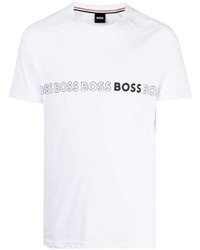 weißes bedrucktes T-Shirt mit einem Rundhalsausschnitt von BOSS