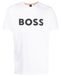 weißes bedrucktes T-Shirt mit einem Rundhalsausschnitt von BOSS