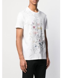 weißes bedrucktes T-Shirt mit einem Rundhalsausschnitt von Alexander McQueen