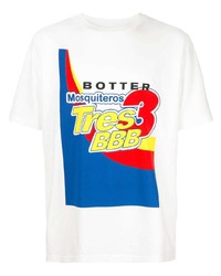 weißes bedrucktes T-Shirt mit einem Rundhalsausschnitt von Botter