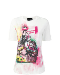 weißes bedrucktes T-Shirt mit einem Rundhalsausschnitt von Boutique Moschino