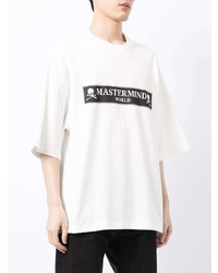 weißes bedrucktes T-Shirt mit einem Rundhalsausschnitt von Mastermind World