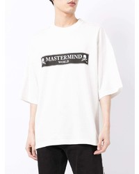 weißes bedrucktes T-Shirt mit einem Rundhalsausschnitt von Mastermind World