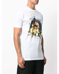 weißes bedrucktes T-Shirt mit einem Rundhalsausschnitt von DSQUARED2