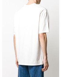 weißes bedrucktes T-Shirt mit einem Rundhalsausschnitt von MAISON KITSUNÉ