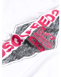 weißes bedrucktes T-Shirt mit einem Rundhalsausschnitt von DSQUARED2