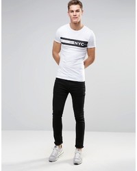 weißes bedrucktes T-Shirt mit einem Rundhalsausschnitt von Asos