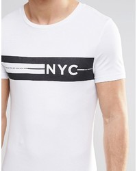 weißes bedrucktes T-Shirt mit einem Rundhalsausschnitt von Asos