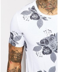 weißes bedrucktes T-Shirt mit einem Rundhalsausschnitt von Asos