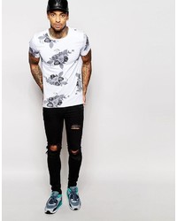 weißes bedrucktes T-Shirt mit einem Rundhalsausschnitt von Asos