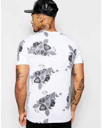 weißes bedrucktes T-Shirt mit einem Rundhalsausschnitt von Asos