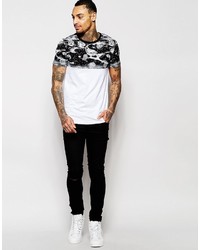 weißes bedrucktes T-Shirt mit einem Rundhalsausschnitt von Asos