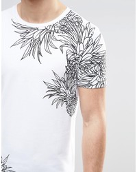 weißes bedrucktes T-Shirt mit einem Rundhalsausschnitt von Asos