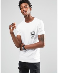 weißes bedrucktes T-Shirt mit einem Rundhalsausschnitt von Asos