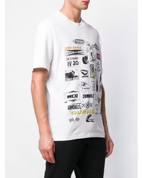 weißes bedrucktes T-Shirt mit einem Rundhalsausschnitt von McQ Alexander McQueen