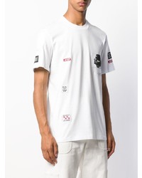 weißes bedrucktes T-Shirt mit einem Rundhalsausschnitt von MSGM