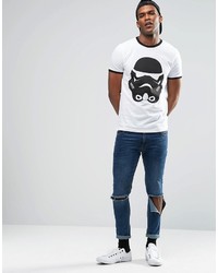 weißes bedrucktes T-Shirt mit einem Rundhalsausschnitt von Asos