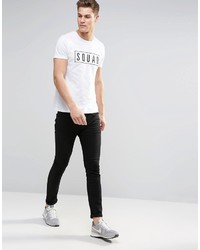 weißes bedrucktes T-Shirt mit einem Rundhalsausschnitt von Asos