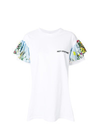weißes bedrucktes T-Shirt mit einem Rundhalsausschnitt von Brognano