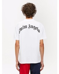 weißes bedrucktes T-Shirt mit einem Rundhalsausschnitt von Palm Angels