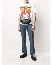 weißes bedrucktes T-Shirt mit einem Rundhalsausschnitt von DSQUARED2