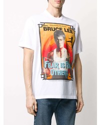 weißes bedrucktes T-Shirt mit einem Rundhalsausschnitt von DSQUARED2