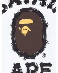 weißes bedrucktes T-Shirt mit einem Rundhalsausschnitt von A Bathing Ape