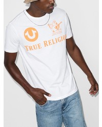 weißes bedrucktes T-Shirt mit einem Rundhalsausschnitt von True Religion