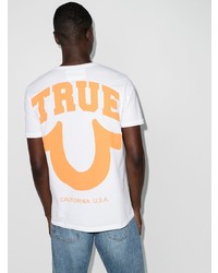 weißes bedrucktes T-Shirt mit einem Rundhalsausschnitt von True Religion