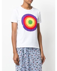 weißes bedrucktes T-Shirt mit einem Rundhalsausschnitt von Circled Be Different