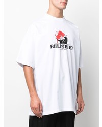 weißes bedrucktes T-Shirt mit einem Rundhalsausschnitt von Vetements