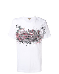 weißes bedrucktes T-Shirt mit einem Rundhalsausschnitt von Burberry