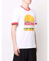 weißes bedrucktes T-Shirt mit einem Rundhalsausschnitt von Moschino