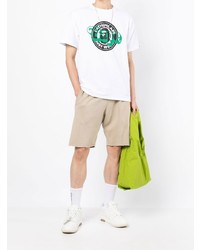 weißes bedrucktes T-Shirt mit einem Rundhalsausschnitt von A Bathing Ape